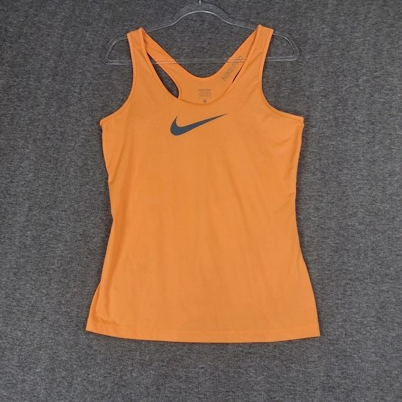 NIKE PRO WOMENS BRIGHT ORANGE GRAY RACERBACK SCOOP NECK ATHLETIC TANK TOP SIZE L - Picture 1 of 9